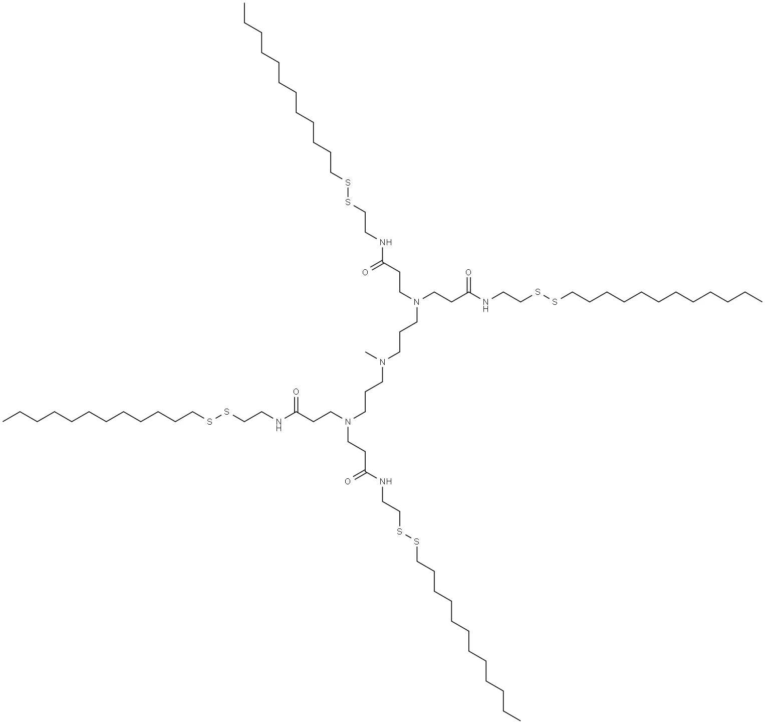 3,3',3'',3'''-(((Methylazanediyl)bis(propane-3,1-diyl))bis(azanetriyl))tetrakis(N-(2-(dodecyldisulfa nyl)ethyl)propanamide)