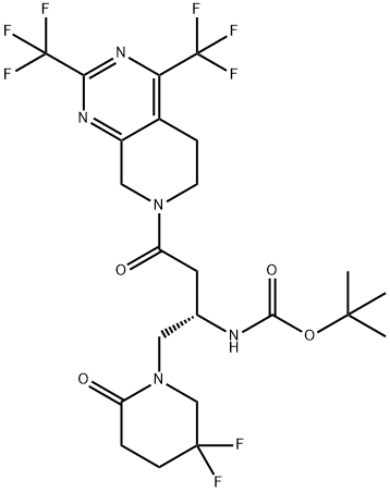tert-Butyl ((1S)-3-{2,4-bis(trifluoromethyl)-5,8-dihydropyrido[3,4-d]pyrimidin-7(6H)-yl}-1-[(5,5-difluoro-2-oxopiperidin-1-yl)metil]-3-oxopropyl)karbamat